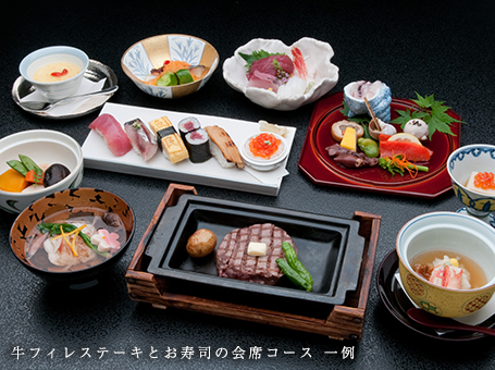 牛フィレステーキとお寿司の会席コース
